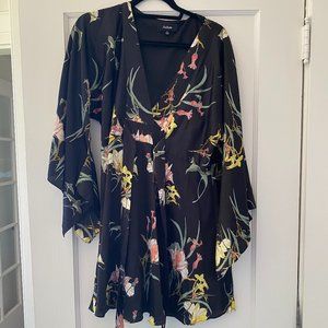 AAKAA Floral Kimono Style Silky Dress, Size L